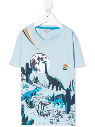 Paul Smith Junior Teen Space Dinosaurs T-shirt In Blue