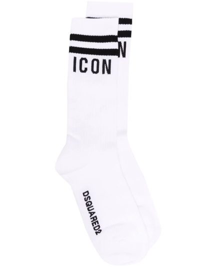 Dsquared2 Intarsia-knit Logo Socks In Multi-colored