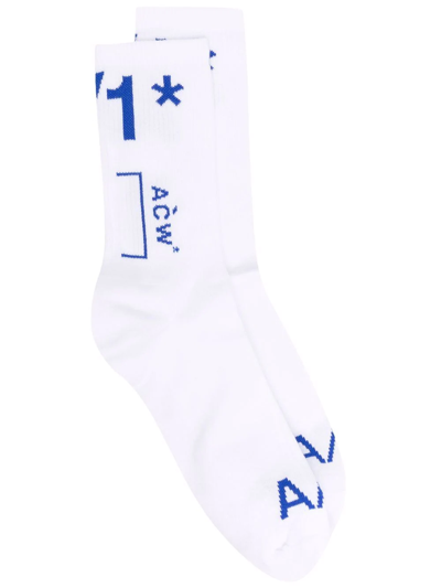 A-cold-wall* Intarsia-knit Logo Socks In White