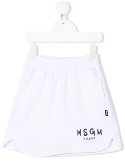 Msgm Kids' Mini Jogging Skirt With Logo In White