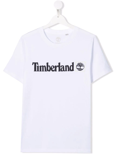 Timberland Teen Cotton Logo-print T-shirt In White