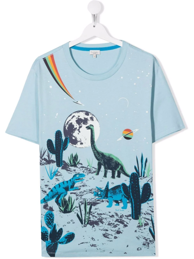 Paul Smith Junior Teen Space Dinosaurs T-shirt In Blue