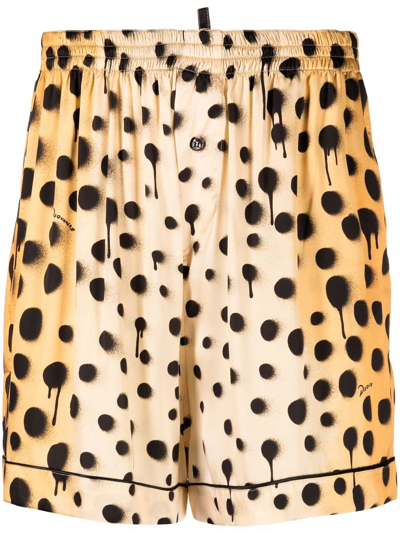 Dsquared2 Leopard-print Pajama Shorts In Neutrals