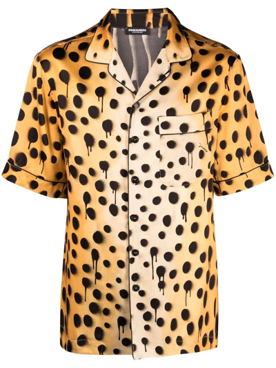 Dsquared2 Leopard-print Pajama Shirt In Beig
