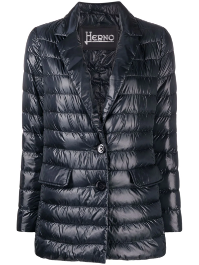 Herno Button-front Padded Jacket In Blue