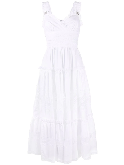 Dolce & Gabbana Lace-panel Sleeveless Dress In White