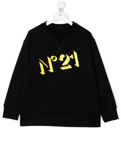 N°21 Teen Logo-print Cotton Sweatshirt In Black