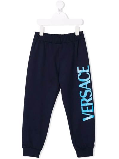 Versace Kids' Logo印花运动裤 In Blue