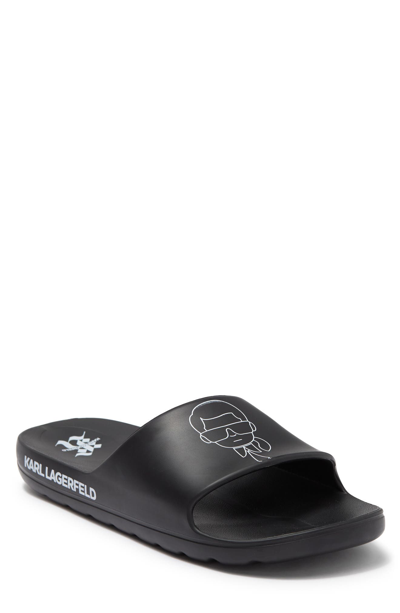 Karl Lagerfeld Logo Pool Slide Sandal In Black | ModeSens