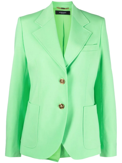 Versace 美杜莎纽扣单排扣西装夹克 In Neon Green