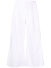 Ermanno Scervino White Cropped Wide-leg Trousers In White