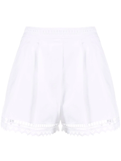 Ermanno Scervino White Lace-trim Fitted Shorts
