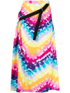 Kenzo Tie Dye Printed Satin Wrap Midi Skirt In Pink