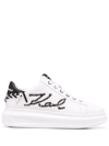 KARL LAGERFELD EMBROIDERED-LOGO LEATHER SNEAKERS