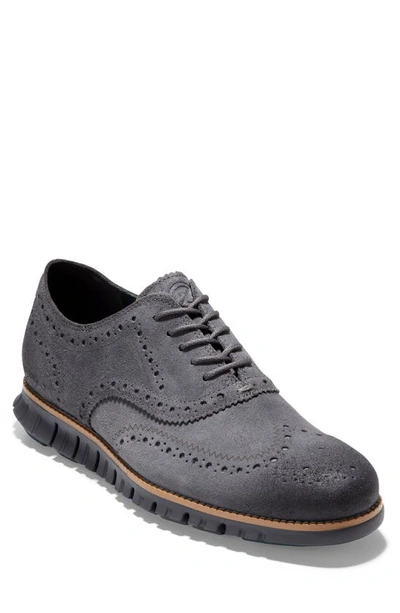 Cole Haan Zerogrand Wingtip Derby In Charcoal/ Magnet