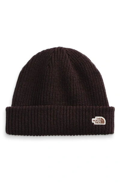 The North Face Salty Dog Beanie Hat In Deep Brown Heather