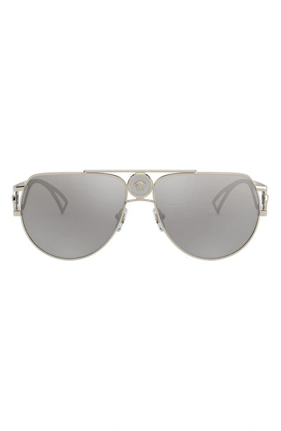 Versace Medusa Pilot-frame Sunglasses In Silver