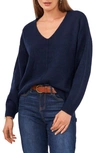 Vince Camuto V Neck Cozy Sweater In Classic Navy