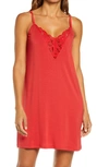 Eberjey Naya Lace-trimmed Stretch-modal Chemise In Haute Red
