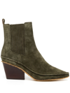 Tory Burch Lila Leather Ankle Boots In Green