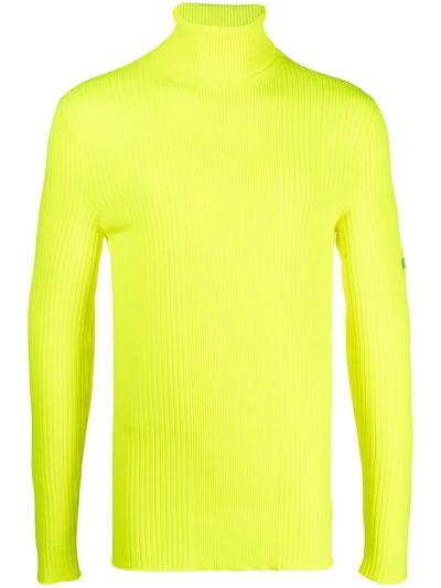 Martine Rose Roll-neck Ribbed-knit Jumper In Fluo Yellow