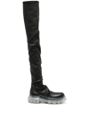 RICK OWENS THIGH-LENGTH LEATHER BOOTS