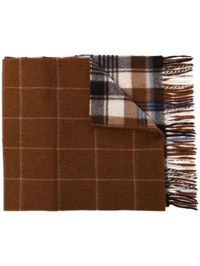 Comme Des Garçons Homme Deux Brown Cashmere Check Scarf In 2 Brown