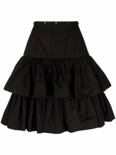 Rochas Gathered Tiered Skirt In Schwarz