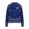 Amiri Bandana B-ball Cotton & Cashmere Hoodie Sweater In Blue Black