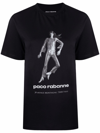 Rabanne Cotton Tshirt With Print In Black