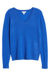 Nordstrom Cashmere Essential V-neck Sweater In Blue Surf