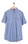 Burnside Short Sleeve Chambray Shirt In Light Denim