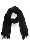 Rag & Bone Fringe-trim Cashmere Poncho In Black/ Black