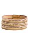 Saachi Embellished Multi-strand Leather Bracelet In Gold