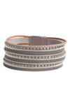 Saachi Embellished Multi-strand Leather Bracelet In Grey