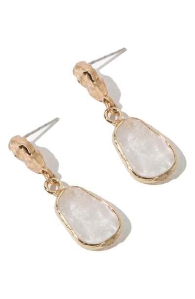 Saachi Rosie Gold-tone Gemstone Drop Earrings In White