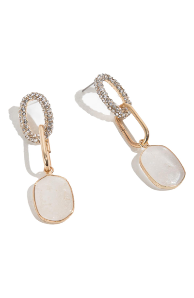 Saachi Pave Crystal Stone Drop Earrings In White