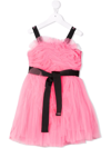 Twinset Teen Tulle Tie-waist Dress In Fuchsia
