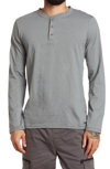 Mister Slubbed Knit Long Sleeve Henley T-shirt In Charcoal