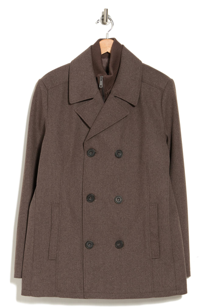 Kenneth Cole New York Classic Wool Peacoat In Medium Brown
