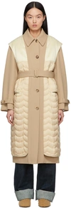 Chloé Convertible Belted Wool, Cotton-blend And Quilted Silk Coat In 278 Pearl Beige