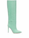 Paris Texas Green 85 Knee-high Embossed Leather Boots In Green