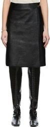 TOTÊME BROWN CROC LEATHER DOUBLE CLASP SKIRT