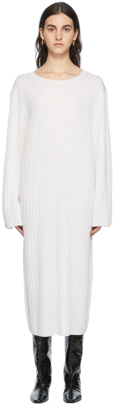 Totme Cable-knit Wool Midi Dress In White | ModeSens