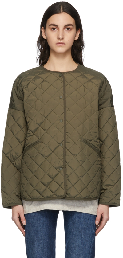 Totême Quilted Padded Recycled Shell Jacket In Green
