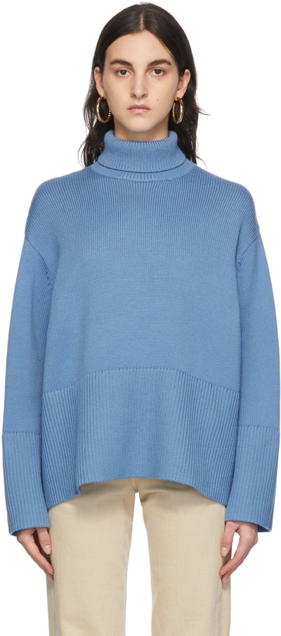 Totême Wool And Cotton Turtleneck Sweater In Bolt Blue
