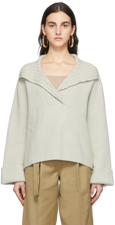 Aeron Demi Collared Cashmere Sweater In Cloud Grey