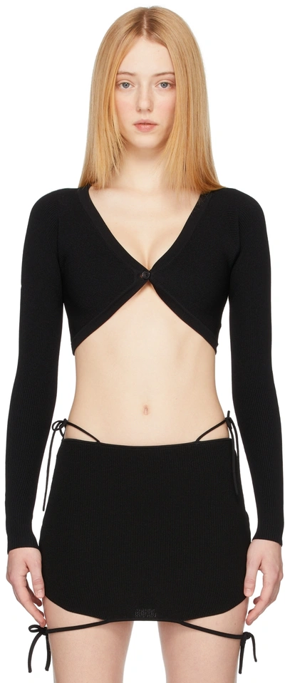 Aya Muse Augusta Cropped Stretch-woven Cardigan In Black