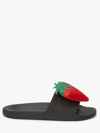 Jw Anderson Strawberry-motif Pool Slides In Black