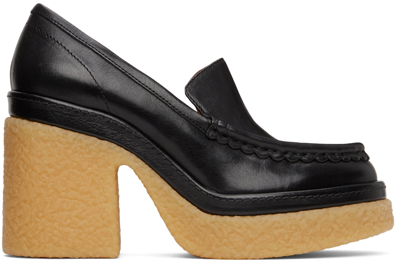 Chloé Jamie Scalloped Leather Platform Loafers In Black